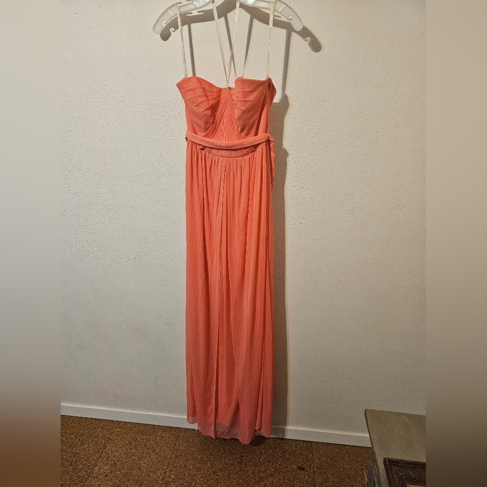 David's bridal strapless dress coral reef